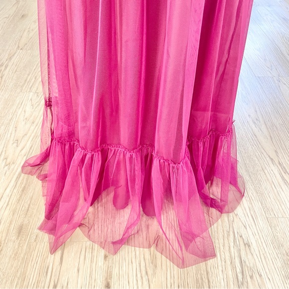 Tulle gown NWT S L Melloday Fuchsia, purple, pink tulle maxi dress - Picture 5 of 8
